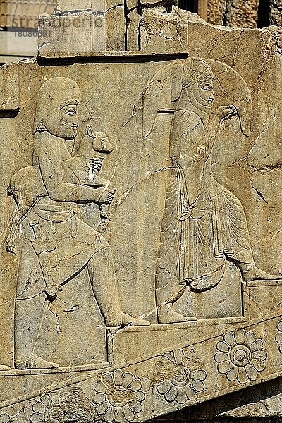Relief-Detail  Darius dem Großen werden Geschenke gebracht  Treppe des Darius-Palastes  Persepolis  Persepolis  Iran