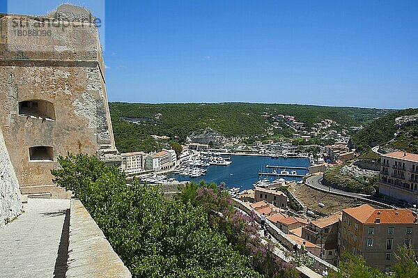 Unterstadt und Hafen  Bonifacio  Korsika  Frankreich  Europa
