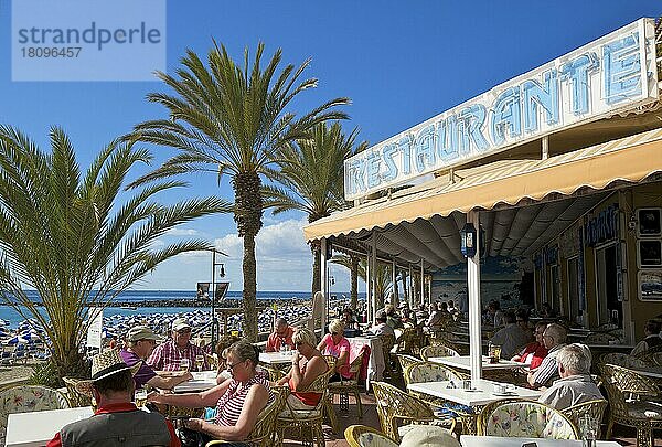 Restaurant am Playa de las Vistas  Los Christianos  Teneriffa  Kanarische Inseln  Spanien  Europa