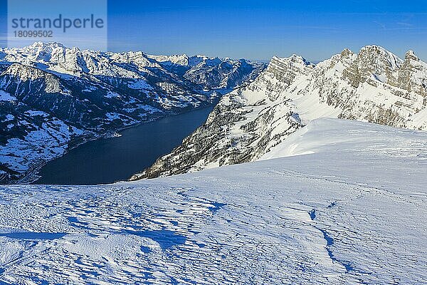 Walensee  Churfirsten  Glarner Alpen  Schweiz  Europa