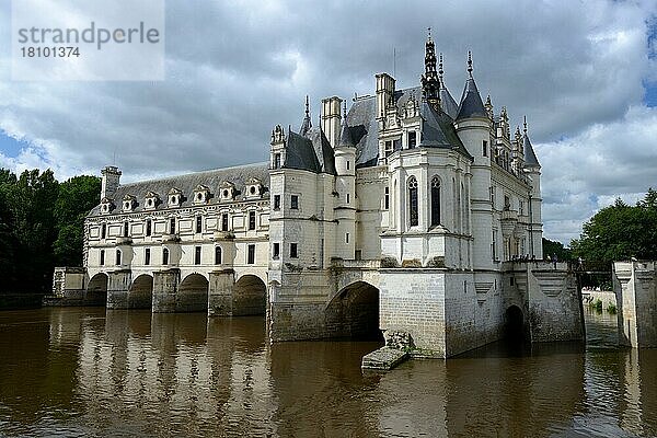 Schloss Chenonceau an der Cher  Chateau de Chenonceau  Department Chenonceaux  Indre-et-Loire  Region Centre  Frankreich  Europa