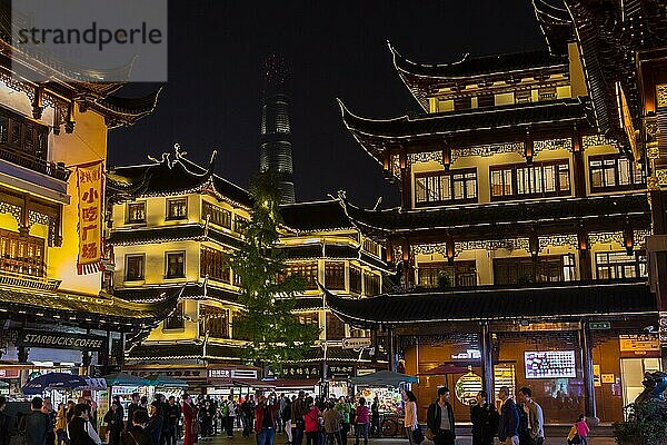 Historischer Tempeldistrikt  Shanghai  Shanghai Shi  Tempelbezirk  China  Asien