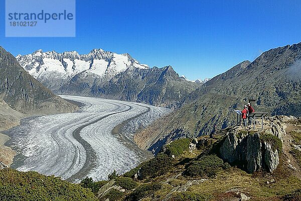 Übersichtstafel  UNESCO Weltnaturerbe Jungfrau-Aletsch-Bietschhorn  Aletschgletscher  Großer Aletschgletscher  Wallis  Schweiz  Europa