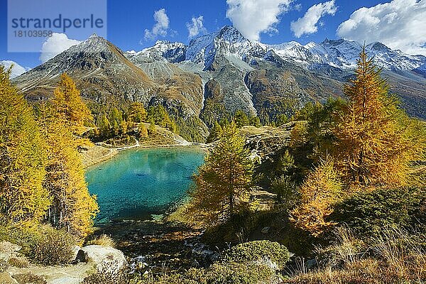 Lac Bleu  Grande Dent de Veisivi  Dent de Perroc  Aiguille de la Tsa  Wallis  Schweiz  Europa