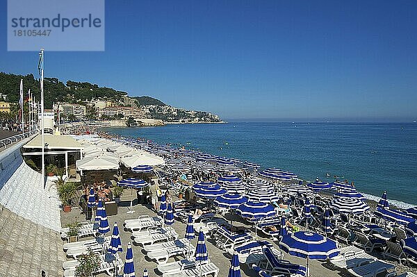 Strand von Nizza  Cote d'Azur  Alpes-Maritimes  Provence-Alpes-Cote d'Azur  Frankreich  Europa