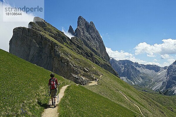 Geislerspitzen  Pana Scharte  Seceda  Grödnertal  Dolomiten  Trentino Südtirol  Italien  Europa