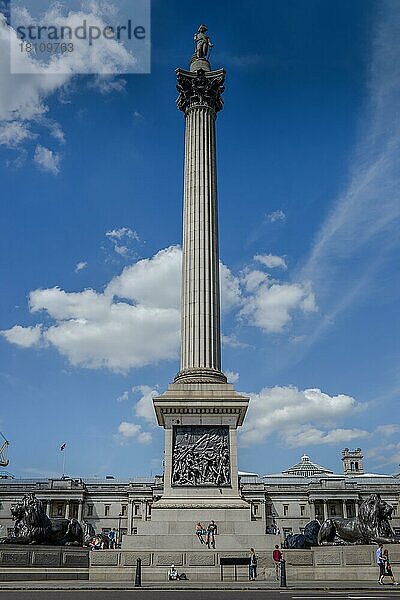 Nelson-Säule  Nelsonsäule  Trafalgar Square  London  England  Großbritannien  Europa