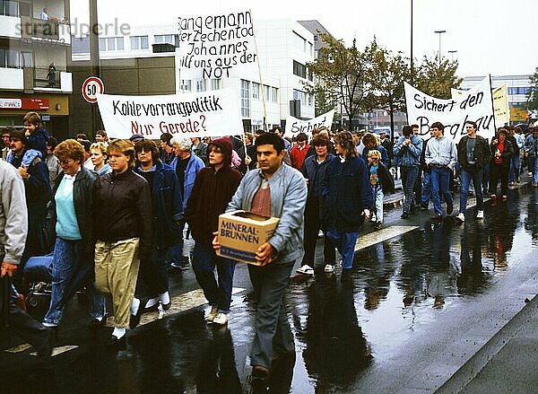 Energie) am 24. 10. 1987  Lünen. Demonstration der IGBE Industriegewerkschft Berbbau