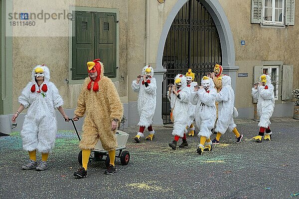 Fasnachts-Gruppe mit Flöten  Piccolos  Basel  Schweiz  Europa