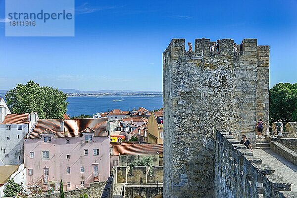Burg Castelo Sao Jorge  Lissabon  Portugal  Europa