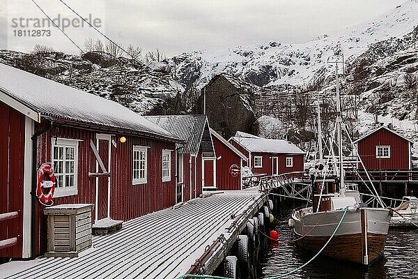 Hafen  Nusfjord  Lofoten  Norwegen  Europa