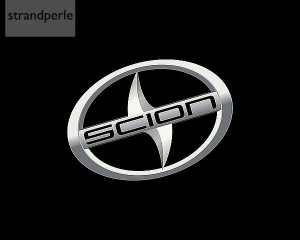 Scion automobile  gedrehtes Logo  Schwarzer Hintergrund