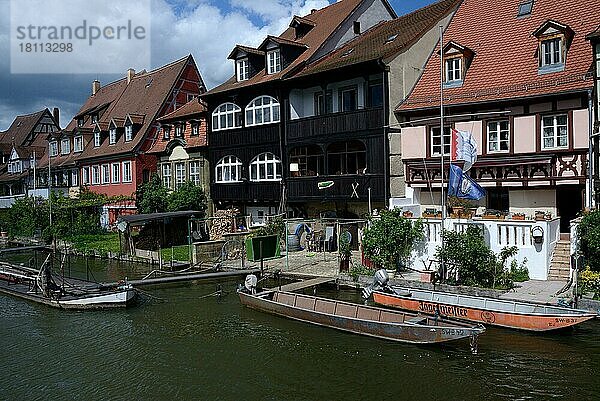 Altstadtviertel Klein Venedig am Regnitzufer  Bamberg  Oberfranken  Franken  Bayern  Deutschland  Europa