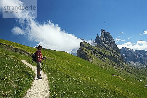 Geislerspitzen  Pana Scharte  Seceda  Grödnertal  Dolomiten  Trentino Südtirol  Italien  Europa