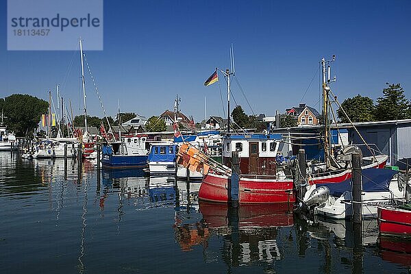 Fischerboote und Segelyachten im Niendorfer Hafen  Ostseebad Timmendorfer Strand  Ortsteil Niendorf  Schleswig-Holstein  Ostsee  Deutschland  Europa