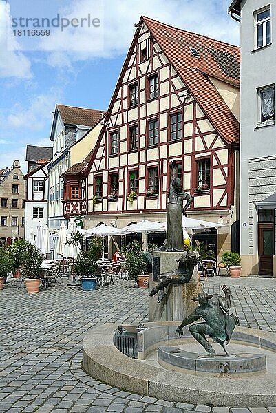 Gaukler-Brunnen  Marktplatz  Fürth  Mittelfranken  Bayern  Deutschland  Europa