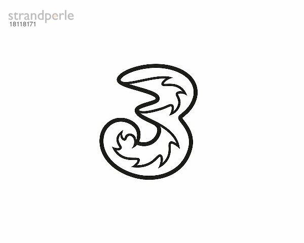 3 telecommunications  gedrehtes Logo  Weißer Hintergrund B