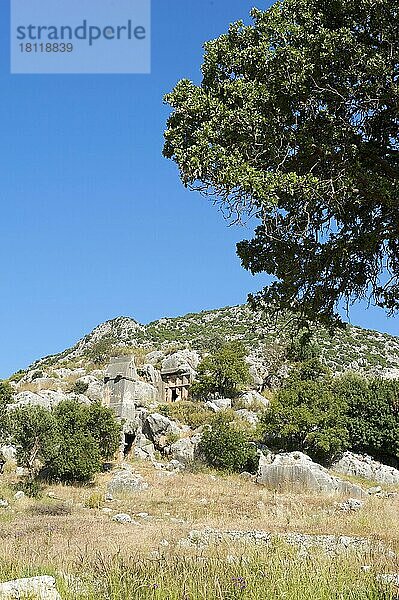 Sarkophag zwischen Kas und Myra  Riviera  Lykien  türkische Südküste  Türkei  Asien