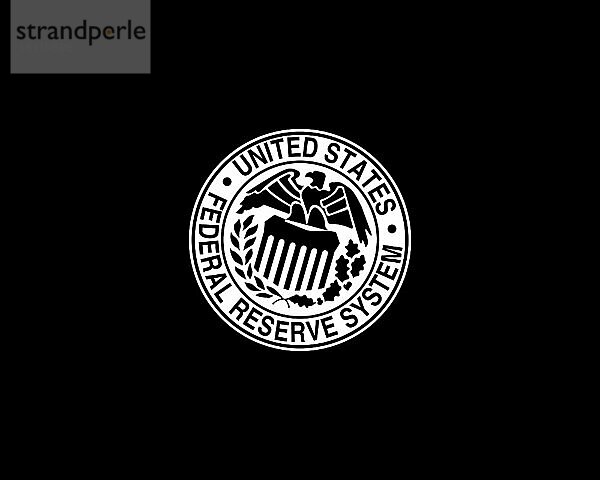Federal Reserve  gedrehtes Logo  Schwarzer Hintergrund B