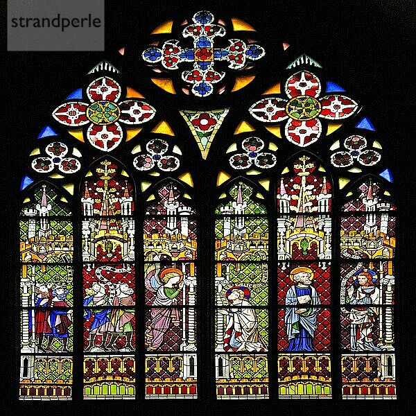 Kirchenfenster  Katharinenkirche  Oppenheim  Rheinland-Pfalz  Buntglasfenster  Deutschland  Europa