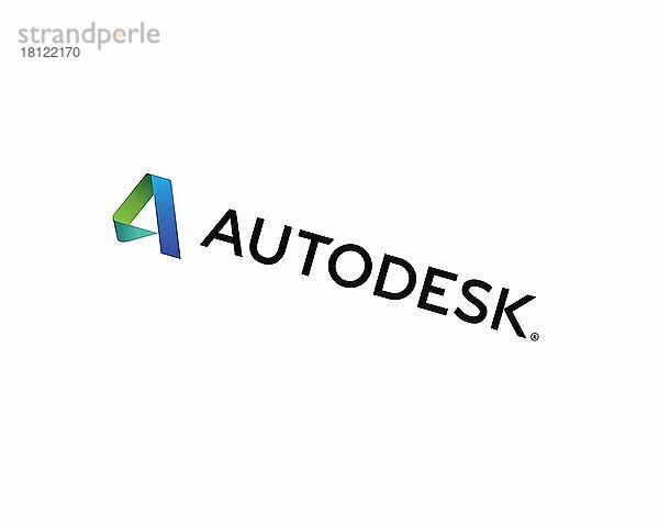 Autodesk Media and Entertainment  gedrehtes Logo  Weißer Hintergrund B