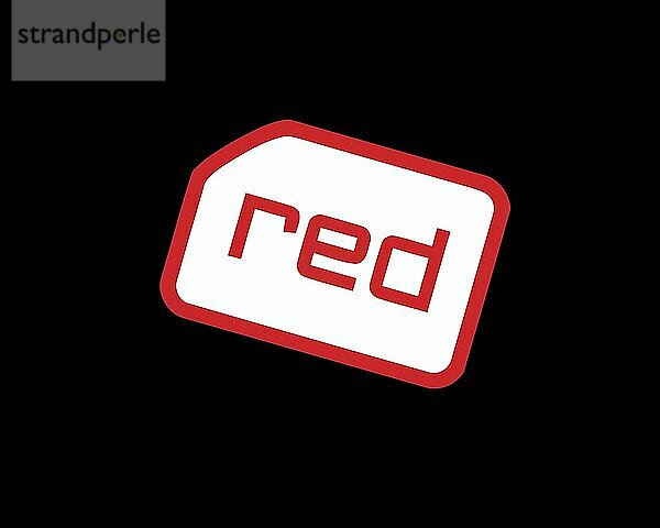 Red Mobile  gedrehtes Logo  Schwarzer Hintergrund B