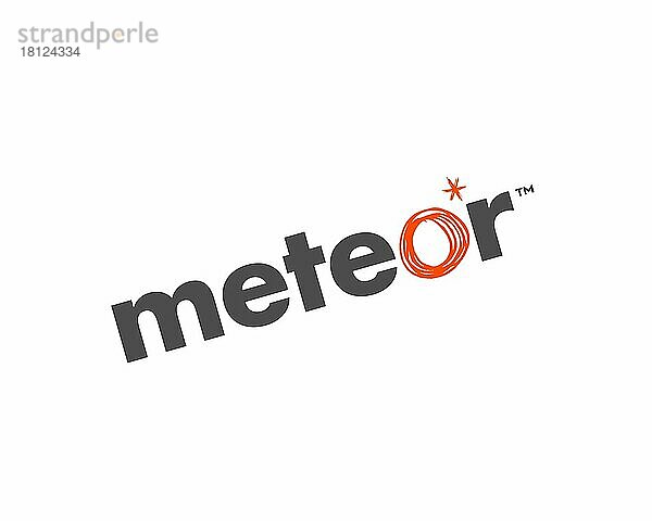 Meteor mobile network  gedrehtes Logo  Weißer Hintergrund