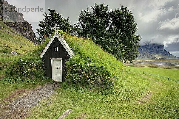 Kapelle  Nupstadir  Grassodenhaus  Dachbegrünung  Island  Europa