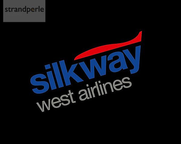 Silk Way West Airline  gedrehtes Logo  Schwarzer Hintergrund