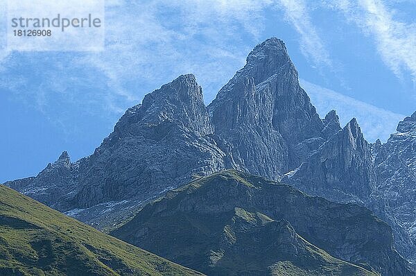 Trettachspitze  Blick von Einödsbach  Allgäuer Hochalpen  Oberstdorf  Allgäu  Bayern  Deutschland  Europa