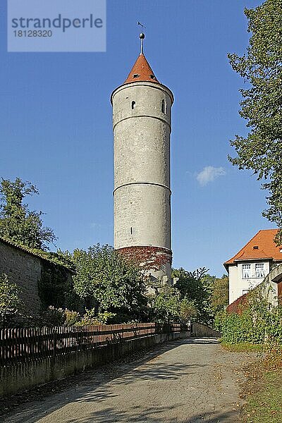 Grüner Turm  Stadtmauer  Dinkelsbühl  Mittelfranken  Bayern  Deutschland  Europa