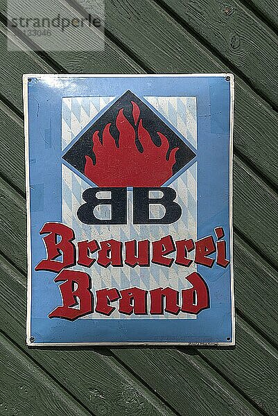 Altes Blechschild von der Brauerei Brand  Bayern  Deutschland  Europa