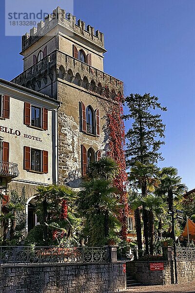 Romantikhotel  Castello Seeschloss  13. Jahrhundert  Ascona  Tessin  Ticino  Burgturm  Schweiz  Europa