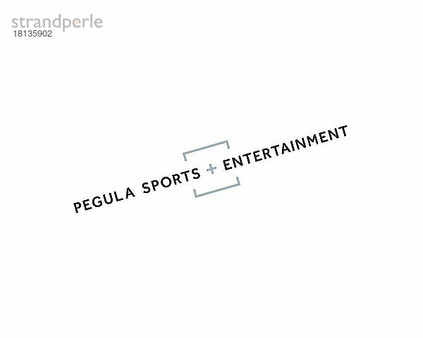 Pegula Sportunternehmen  and Entertainment Pegula Sportunternehmen  and Entertainment  gedrehtes Logo  Weißer Hintergrund