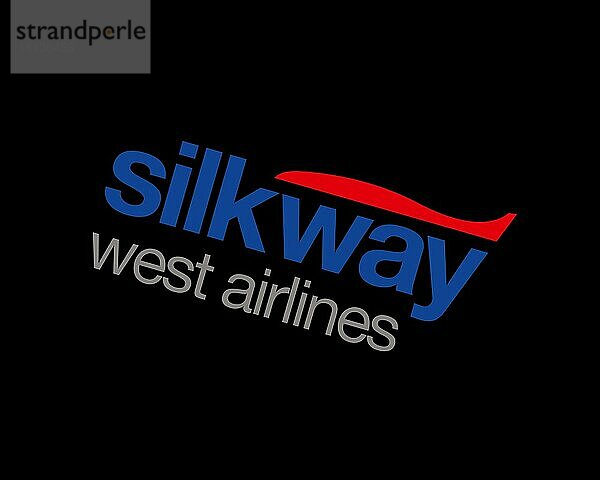 Silk Way West Airline  gedrehtes Logo  Schwarzer Hintergrund B