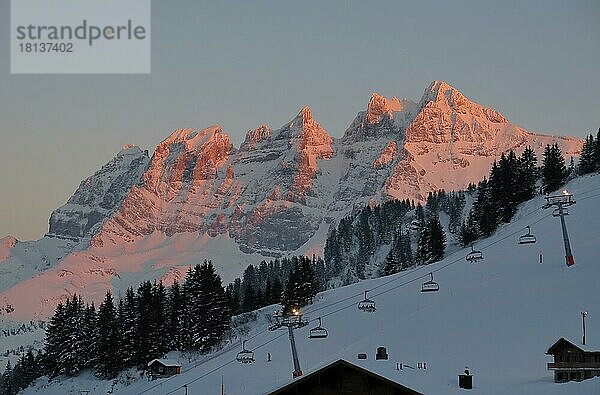 Sonnenuntergang  Dents du Midi  Les Crosets  Wallis  Schweiz  Europa