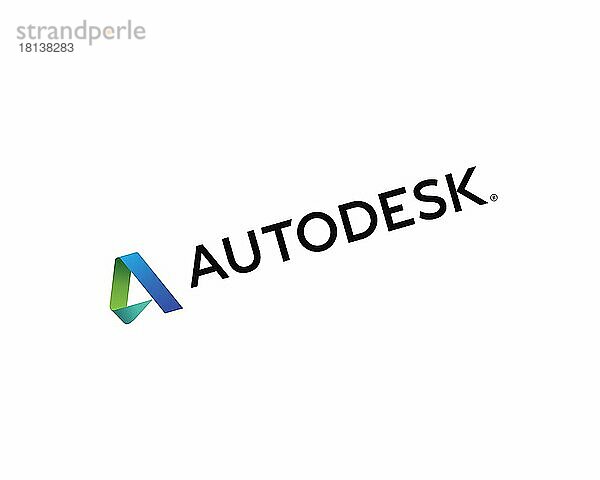 Autodesk Media and Entertainment  gedrehtes Logo  Weißer Hintergrund