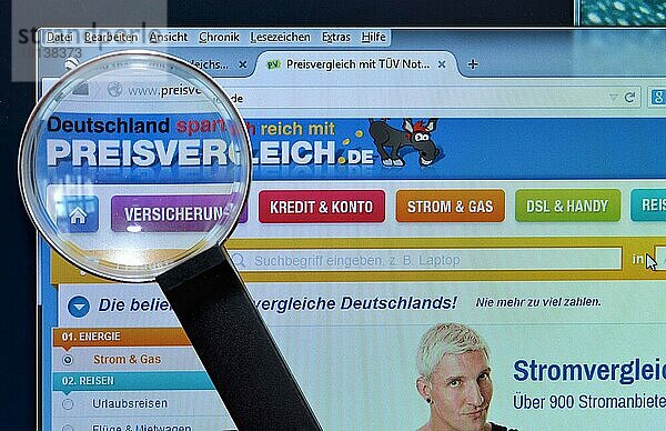 Bildschirm  Internet  Lupe  Vergleichportal  preisvergleich.de