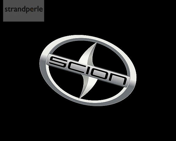 Scion automobile  gedrehtes Logo  Schwarzer Hintergrund B
