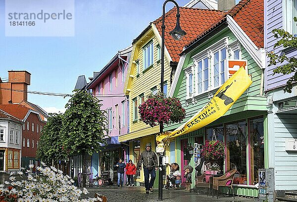 Zentrum  Fußgängerzone  Altstadt  Stavanger  Rogaland  Norwegen  Europa