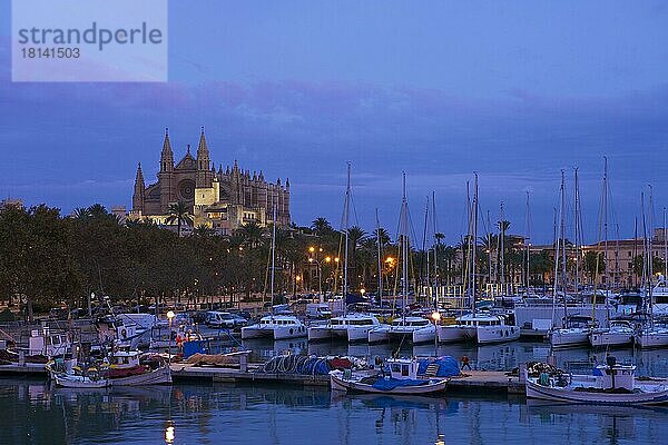 Kathedrale La Seu  Hafen  Palma de Mallorca  Mallorca  Balearen  Spanien  Europa