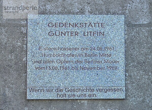 Gedenkstätte  Günter Litfin  Kieler Straße  Mitte  Berlin  Deutschland  Europa
