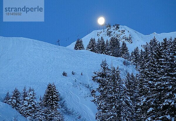 Mond  Skipiste  Les Crosets  Wallis  Schweiz  Europa