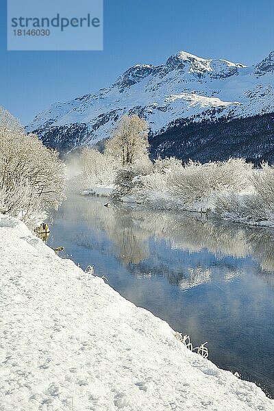 Fluss Inn mit Piz Rosatsch  Piz Surlej und Munt Arlas  Schweiz  Europa