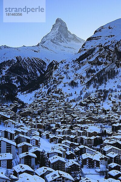 Zermatt und Matterhorn  Wallis  Schweiz  Europa