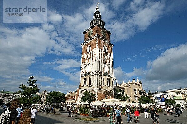 Rathausturm  Rynek  Krakau  Kleinpolen  Krakow  Hauptmarkt  Polen  Europa