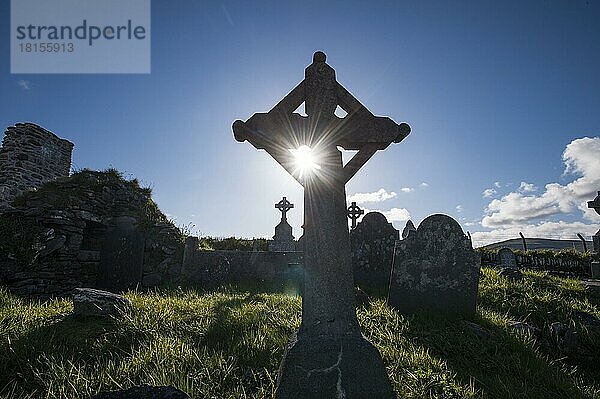 Keltisches Kreuz  Keltenkreuz  Priorat St. Michael Ballinskelligs  Ballinskelligs  County Kerry  Kloster Ballinskelligs  Irland  Europa