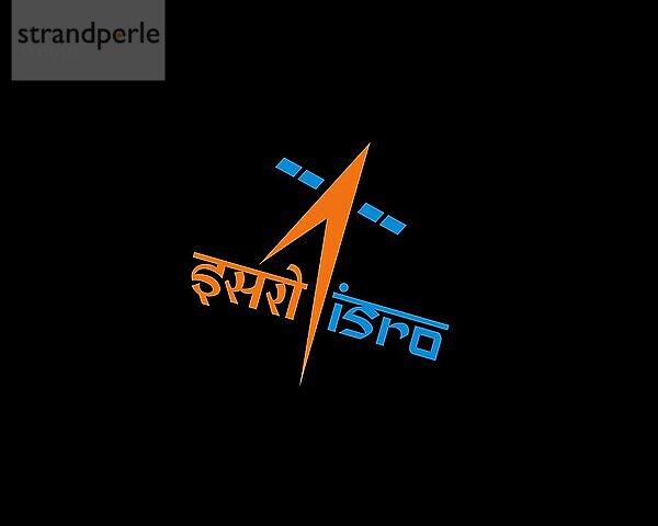 Indian Space Research Organisation  gedrehtes Logo  Schwarzer Hintergrund B