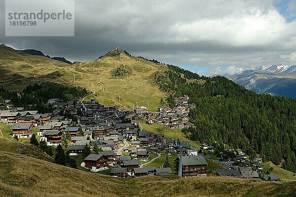 Dorf Bettmeralp  Goms  Wallis  Schweiz  Europa