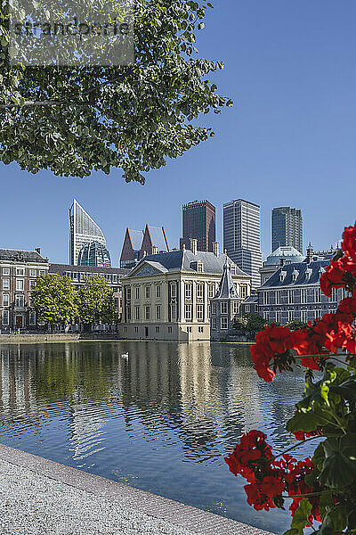 Niederlande  Südholland  Den Haag  Hofvijver-Seekanal mit Mauritshuis-Museum im Hintergrund